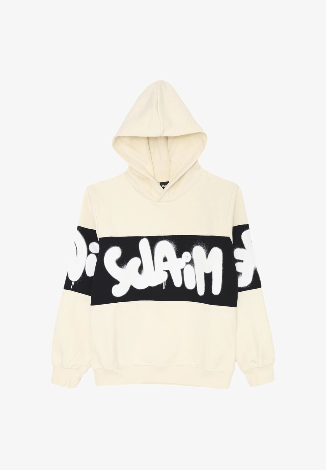 Disclaimer felpa con cappuccio bambino panna banda nera cotone inverno logo