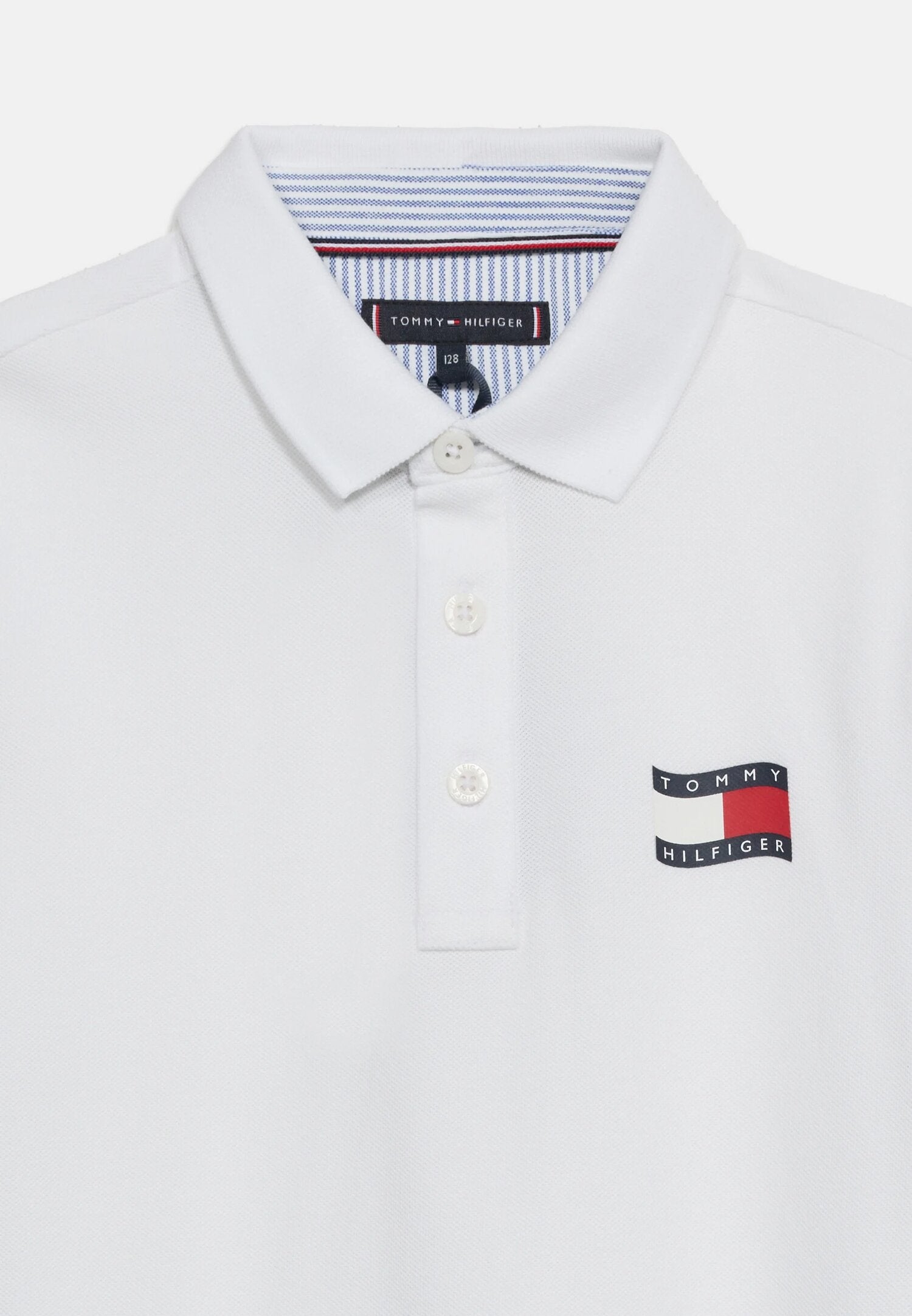 Tommy Hilfiger Polo In Piquet Bianco Logo Bandiera Bambino KB0KB10227YBR_