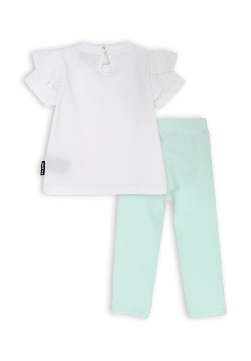 Completo neonata maglia e leggings dritti bianco verde acqua John Richmond - VERDE ACQUA | CammarataMode