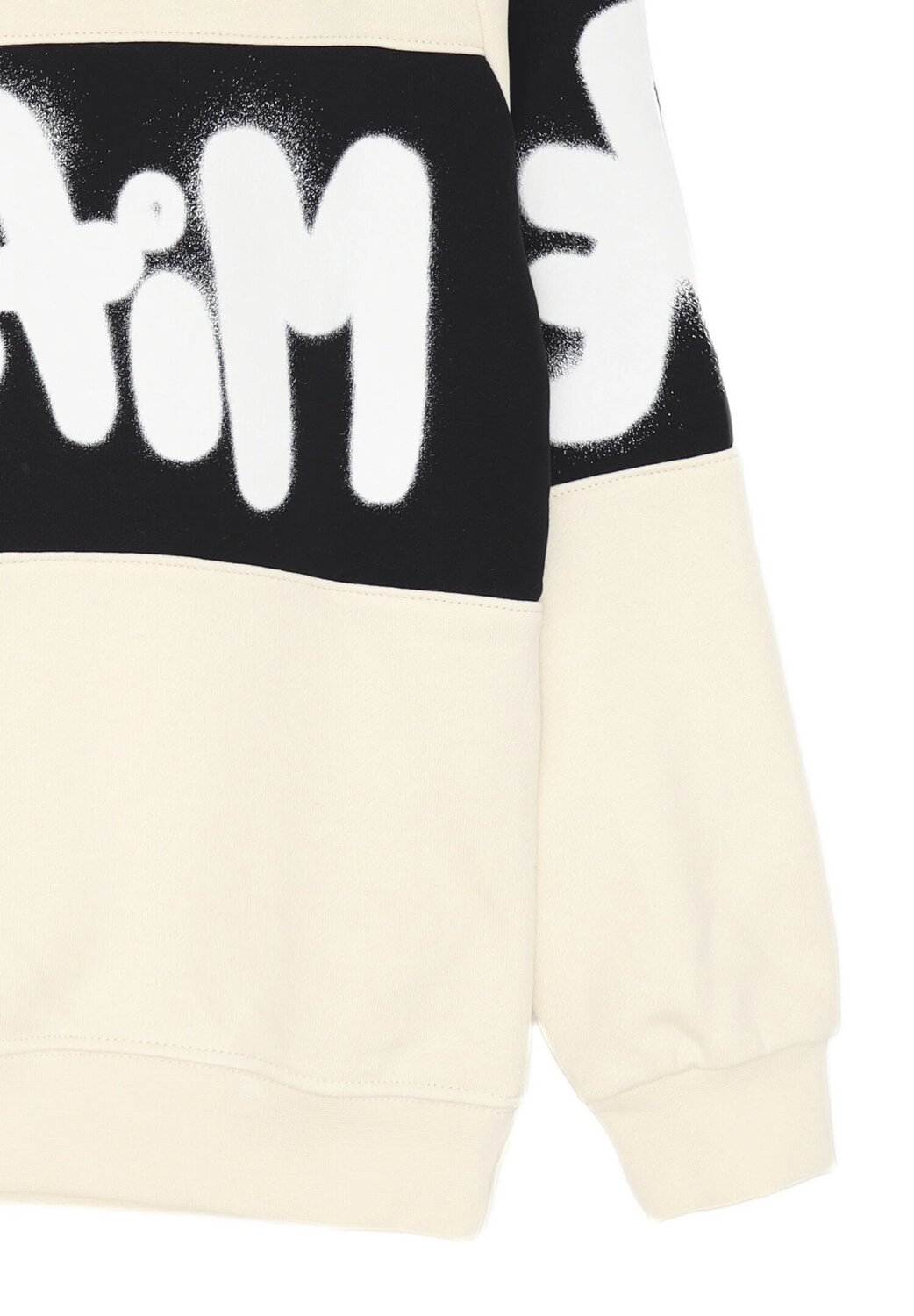 Disclaimer felpa con cappuccio bambino panna banda nera cotone inverno logo