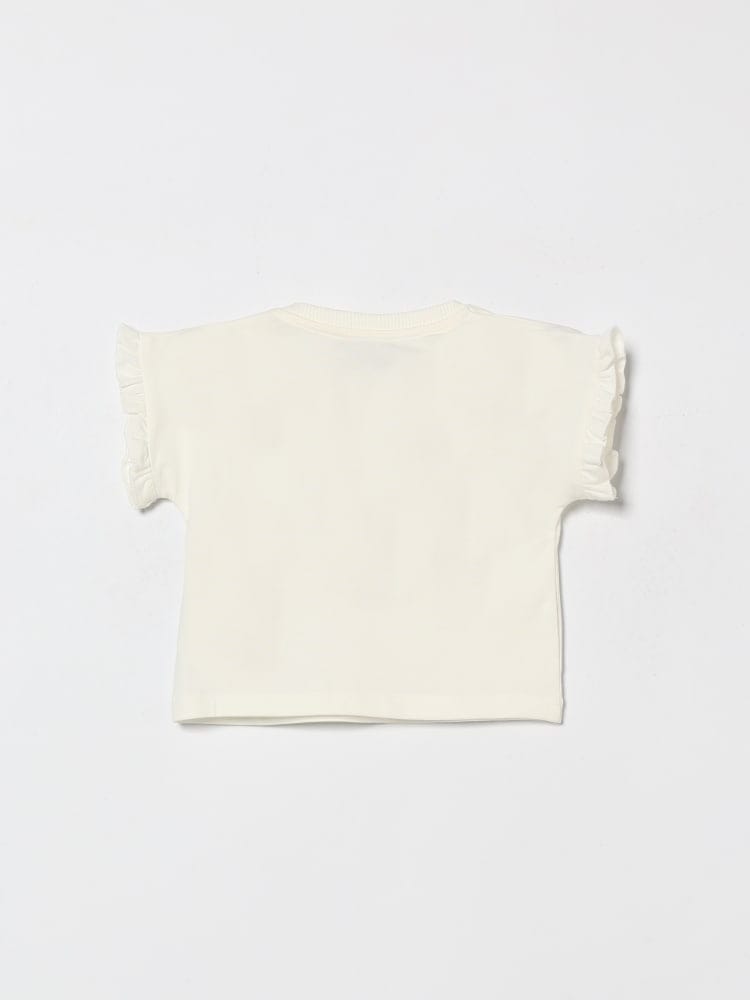 Moschino t-shirt infanyt in cotone bianco con logo teddy Bambina