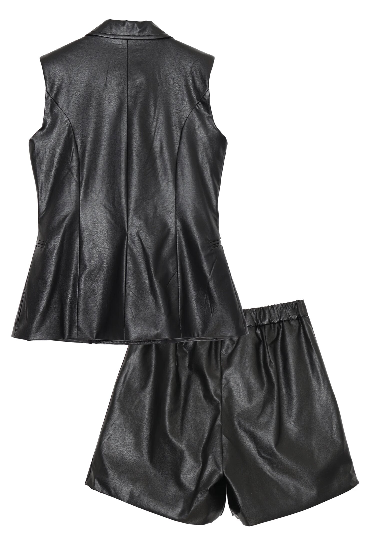 Gaelle Paris Completo Nero Bambina In Ecopelle Maniche Corte Elegante AI25