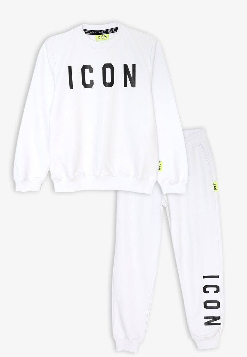 ICON White Sweatshirt and Jogger Set - Kids &amp; Boys - WHITE | CammarataMode