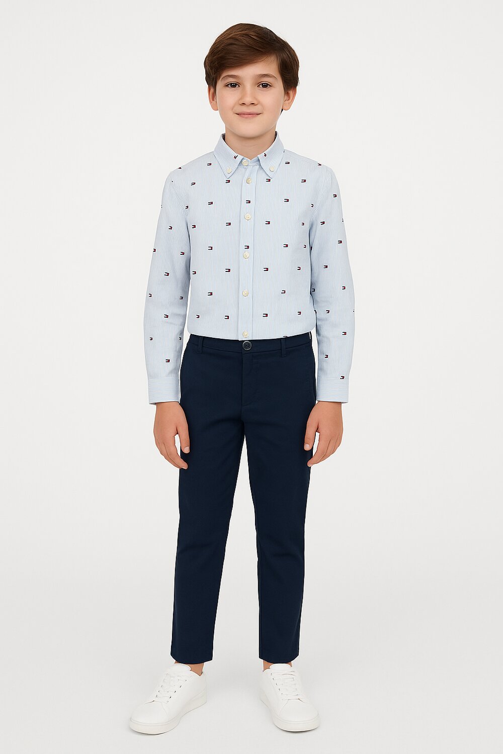 TOMMY HILFIGER – Camicia Ithaca Flag Bambino – Cotone Elasticizzato