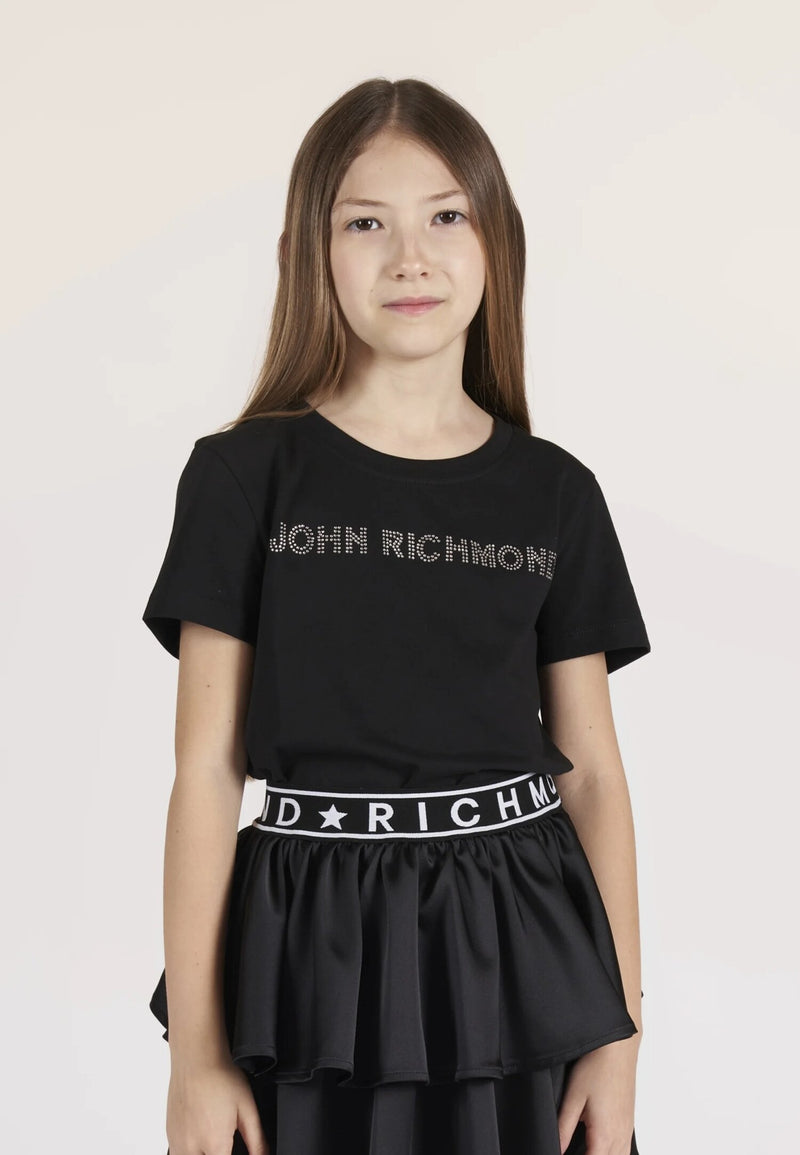 John Richmond t-shirt nera bambina con logo strass - NERO | CammarataMode