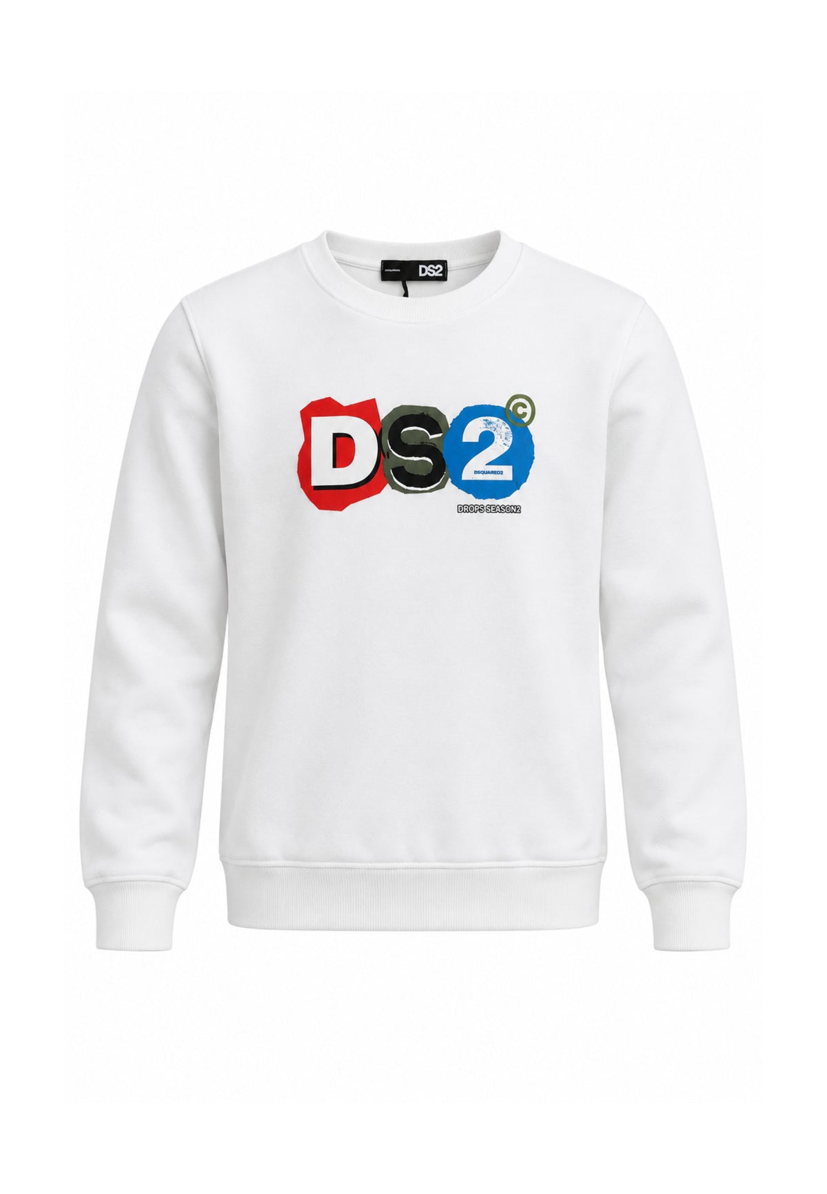 DS2 FELPA PANNA A GIROCOLLO CON LOGO COLORATO Bambini e ragazzi F62K207.PANNA_