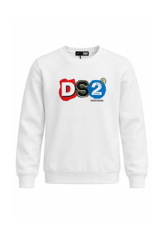 DS2 FELPA PANNA A GIROCOLLO CON LOGO COLORATO Bambini e ragazzi F62K207.PANNA_