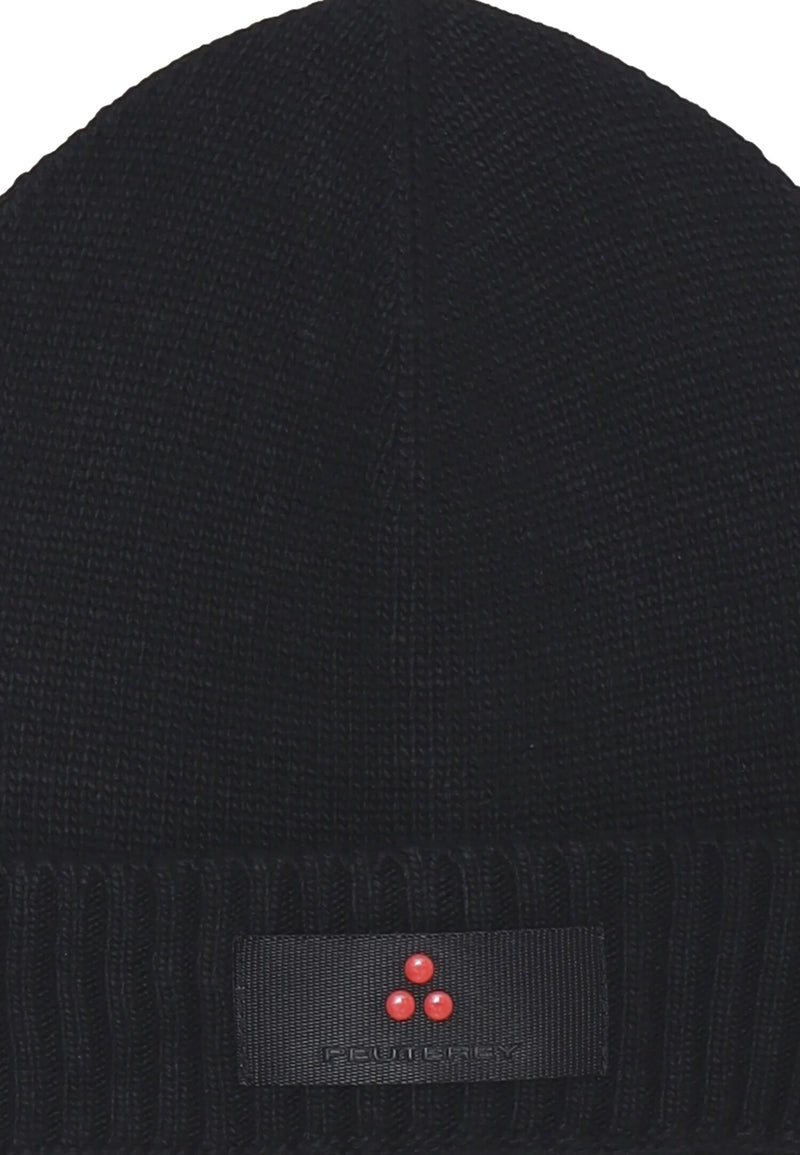 Peuterey berretto bambino nero in lana e cashmere con logo - NERO | CammarataMode