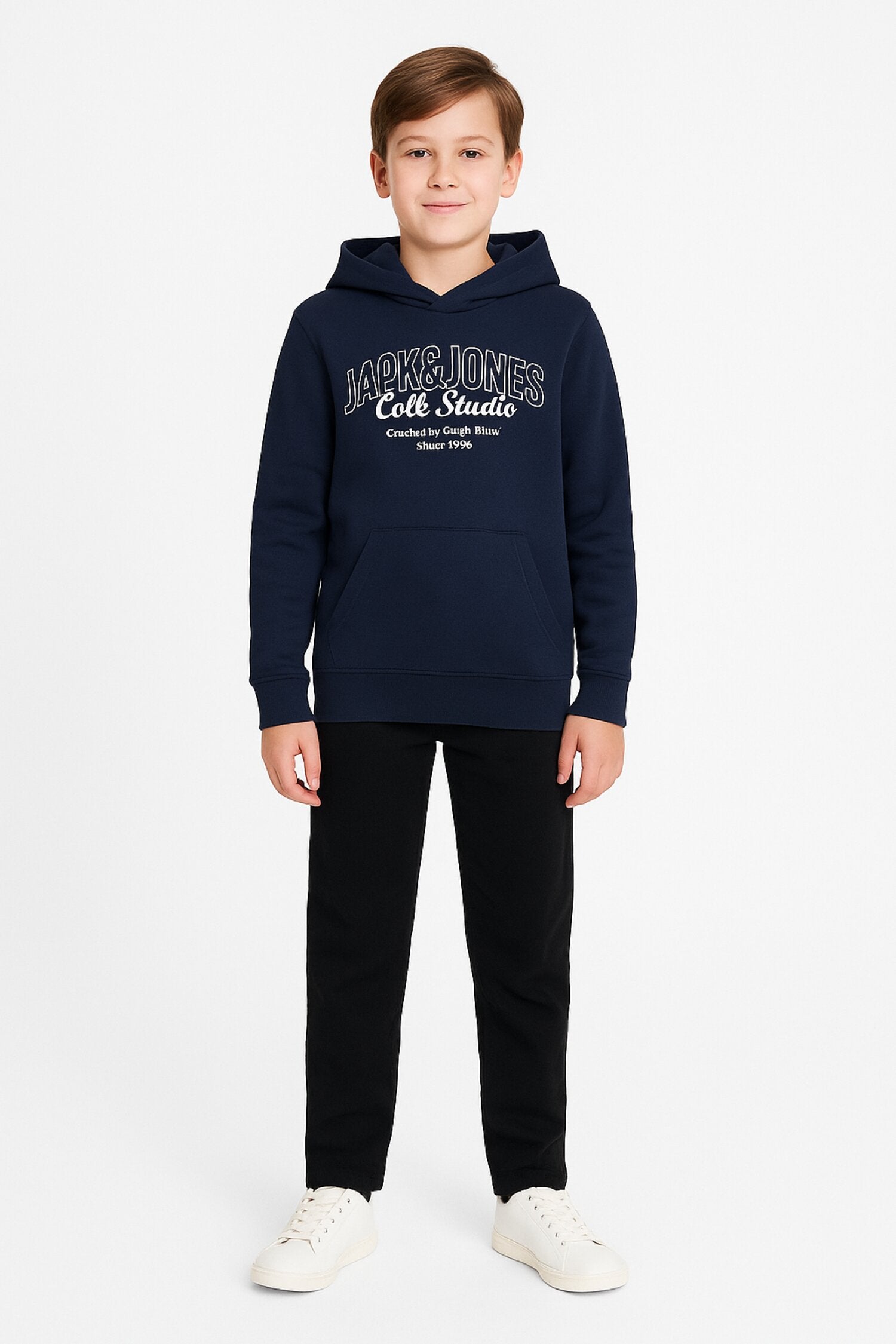 Jack & Jones Junior Felpa Blu Bambino Grafica In Cotone Con Cappuccio AI25