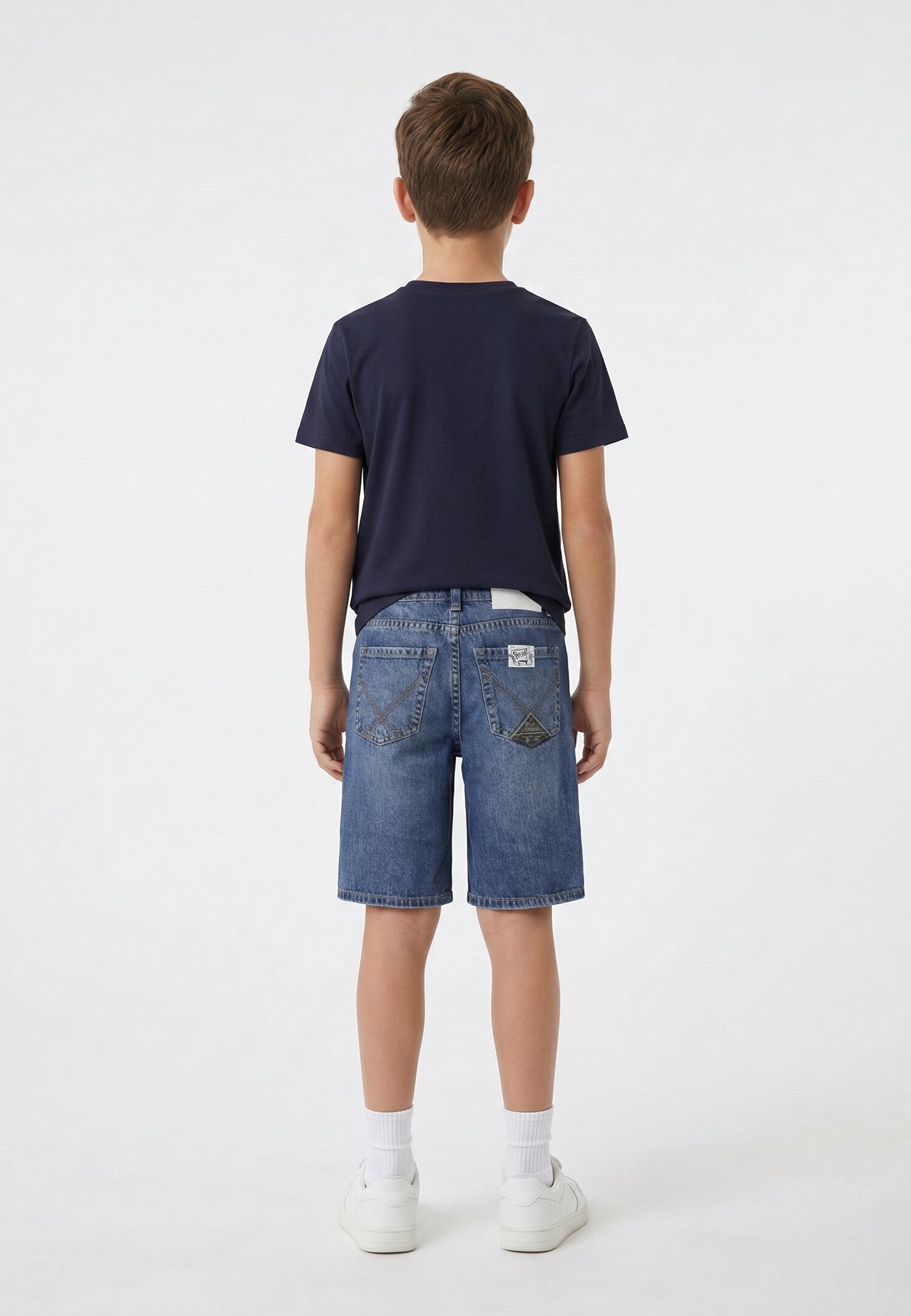 Roy Roger's Bermuda Di Jeans Blu Denim Tasche a Filo Bambino RG151_