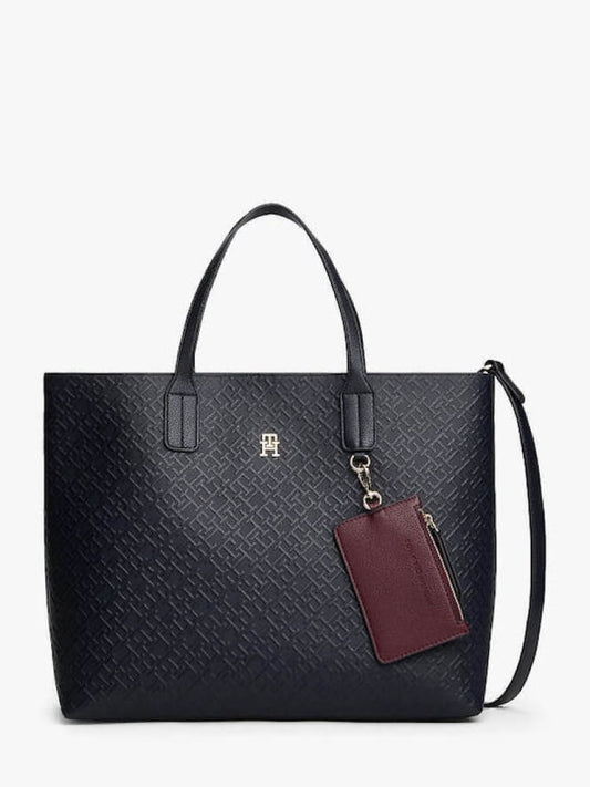 Tommy Hilfiger borsa blu navy donna logo all over | Misure:  39 x 29 x 15 cm