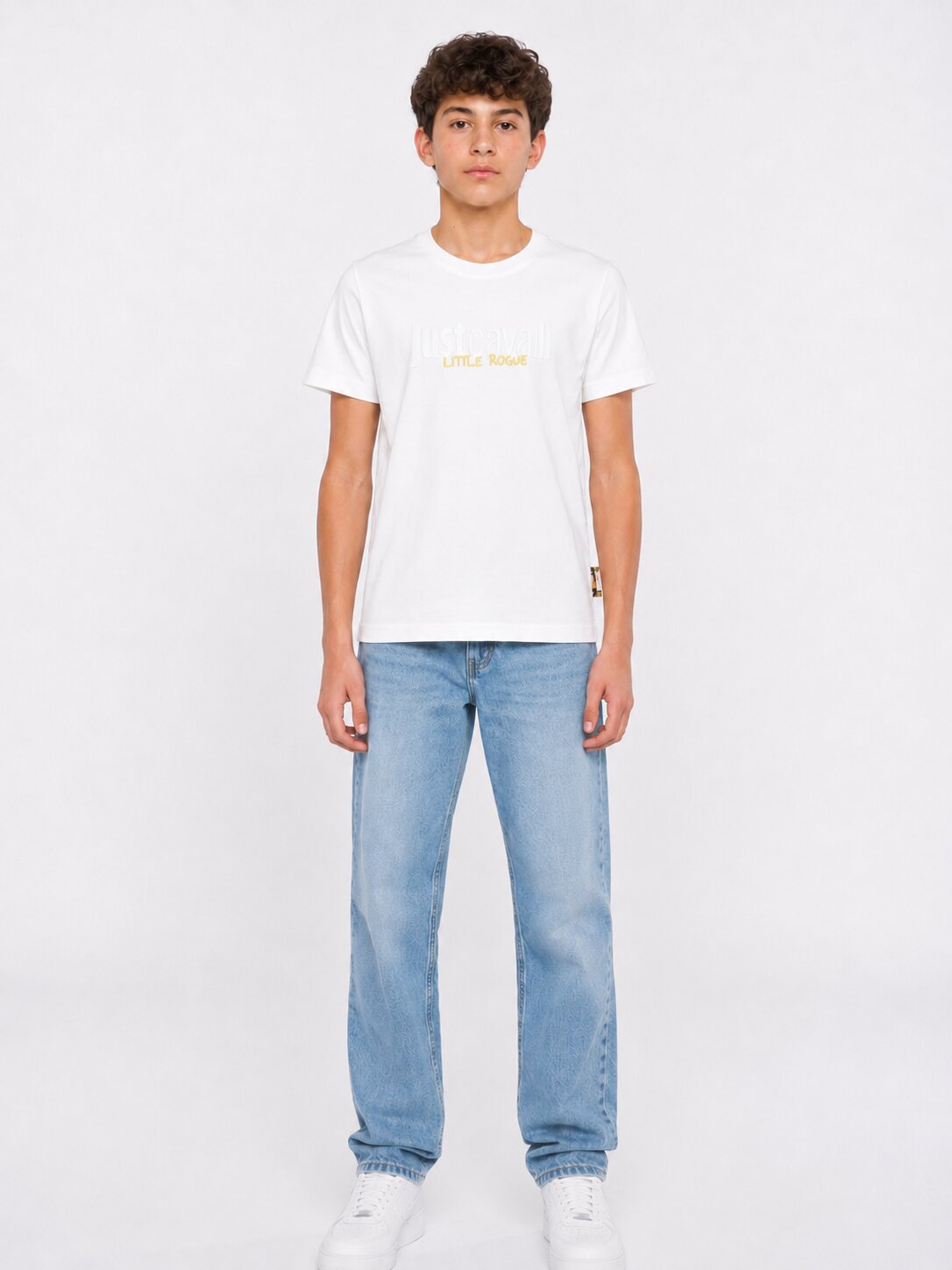 Just Cavalli t-Shirt Bianca Logo Piccolo Nel Davanti Bambino JBP26001TS_