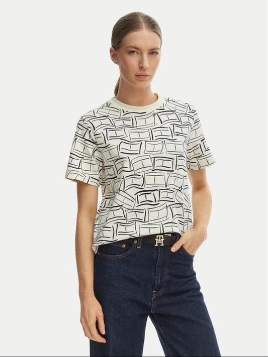 Tommy Hilfiger tshirt bianca donna all over