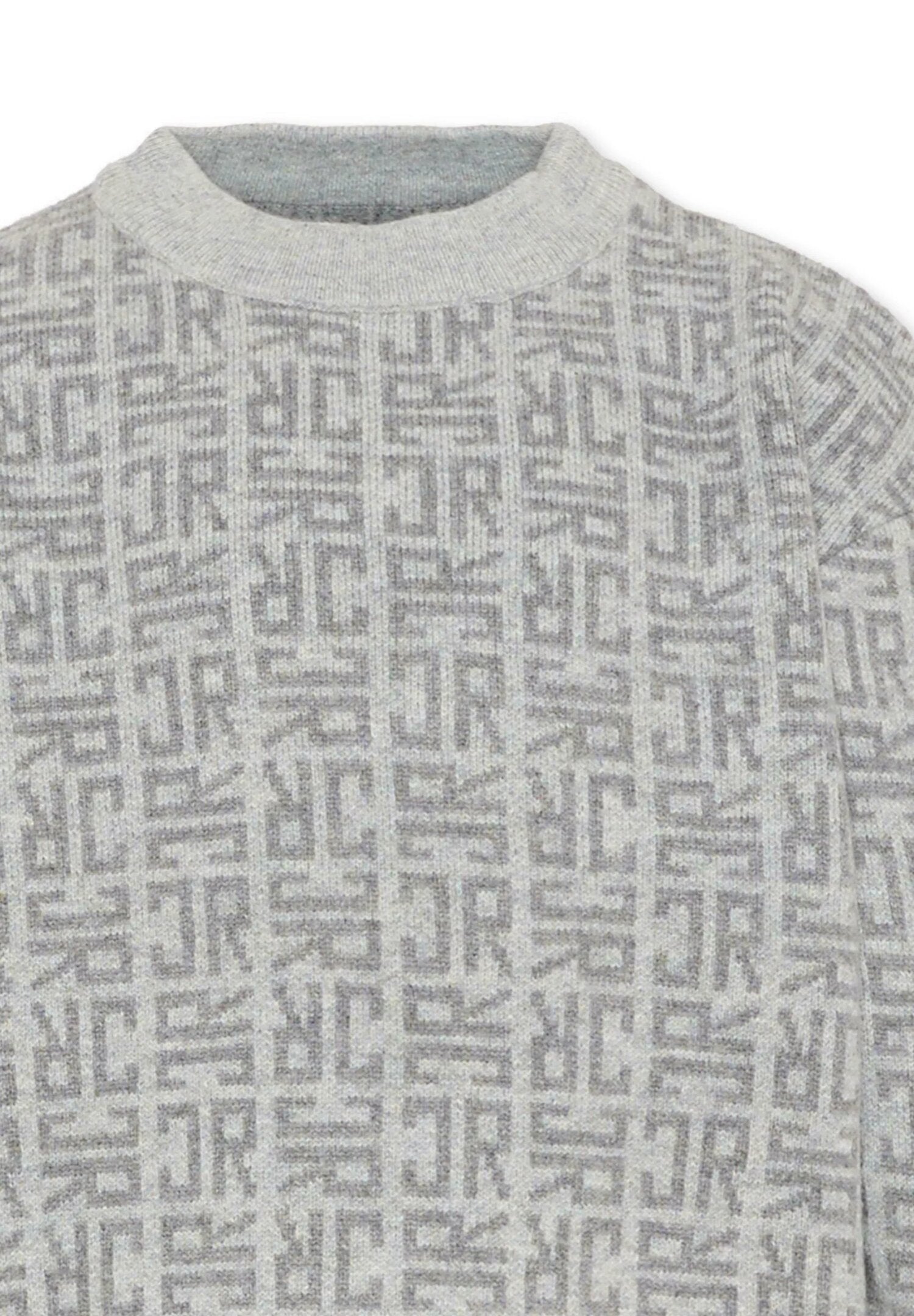 John Richmond Maglione Grigio Logato Bambino In Lana Girocollo Elegante AI25