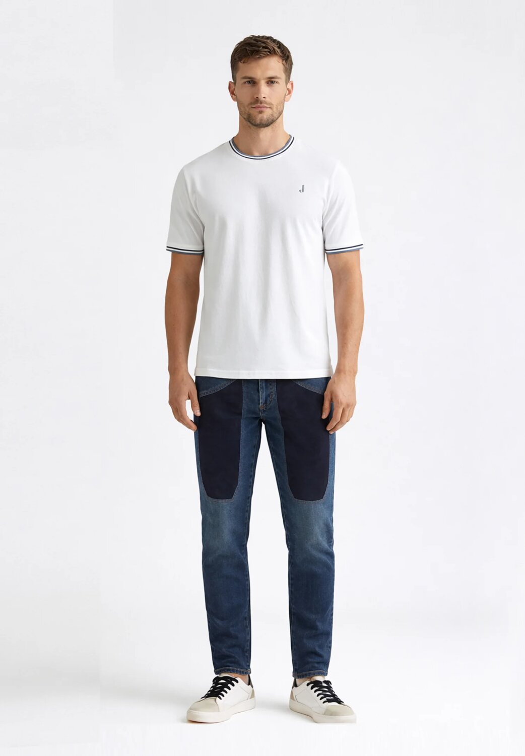 Jeckerson Jeans Cinque Tasche Slim Con Toppa Blu Uomo DNDTFDENI043_
