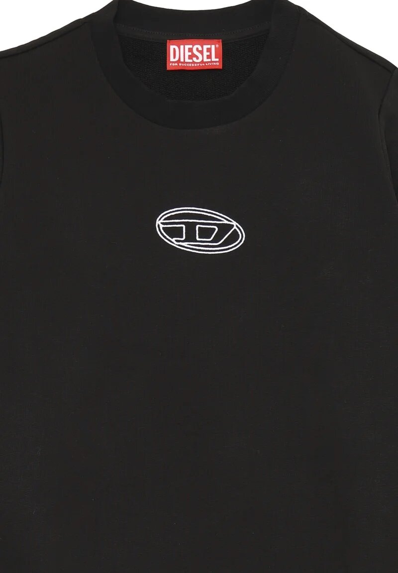 Diesel Felpa Bambino Nera In Cotone Scollo Tondo Quotidiano AI 25