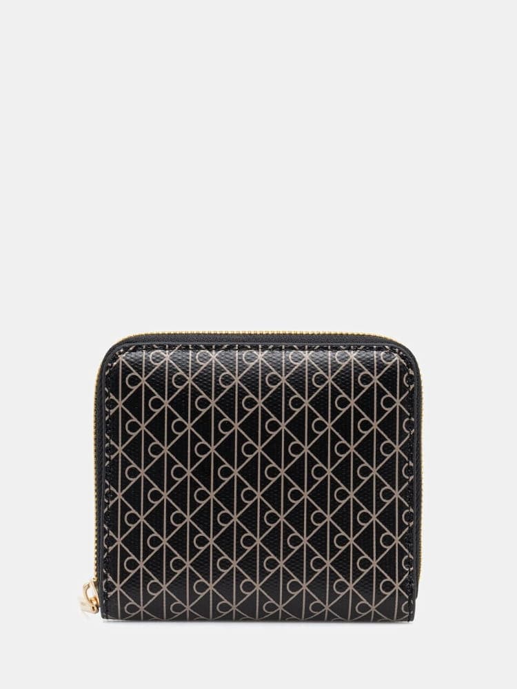 Calvin Klein portafoglio nero donna logo all over | Misure: 9,5 x 11 cm