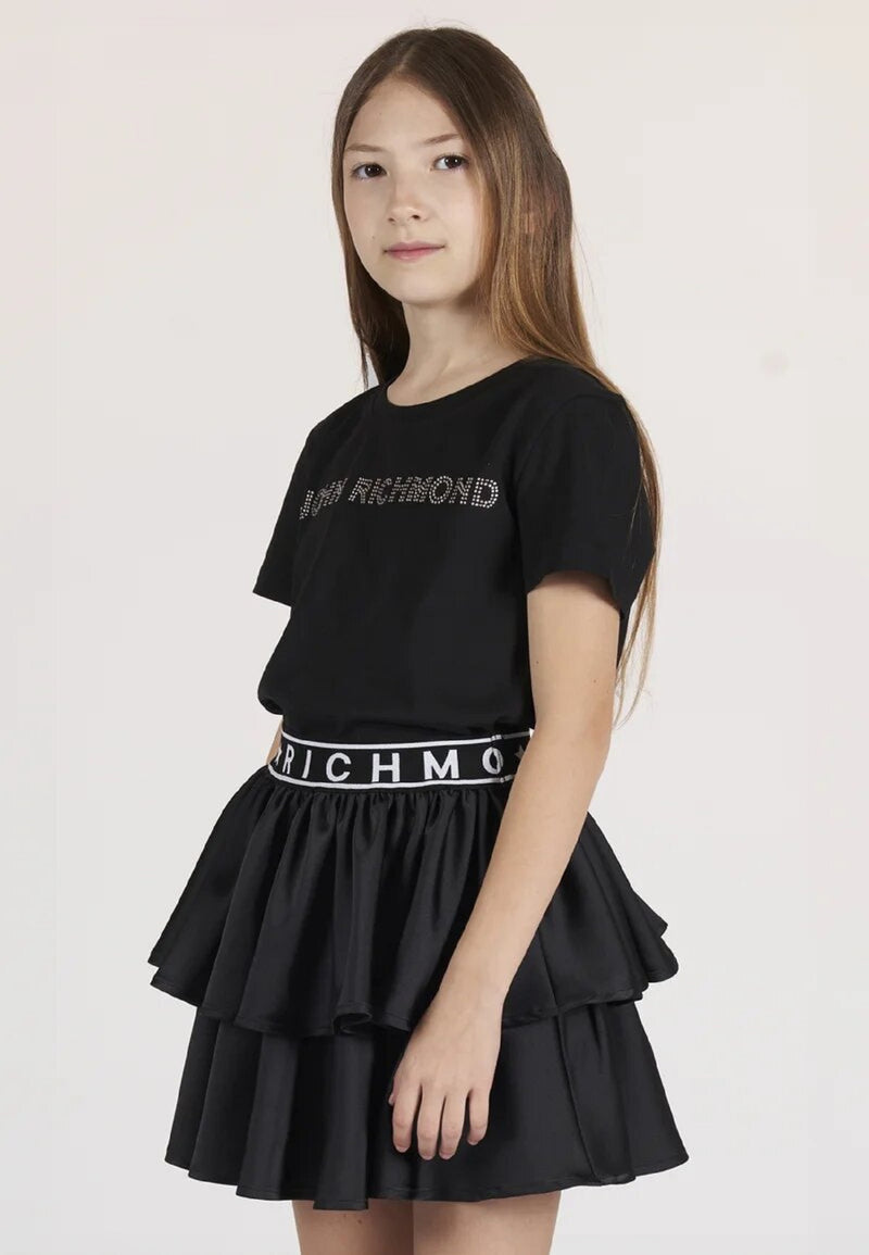 John Richmond t-shirt nera bambina con logo strass - NERO | CammarataMode