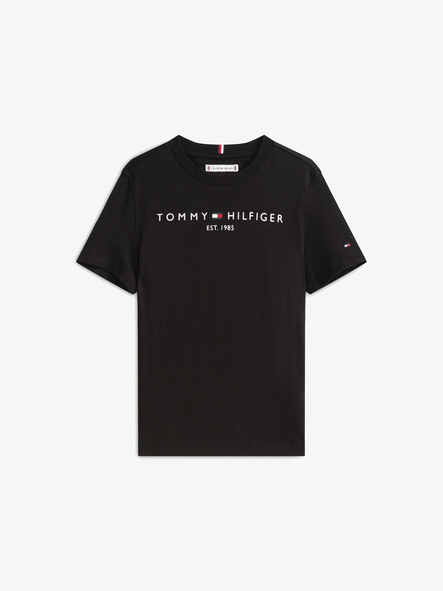 Tommy Hilfiger Tshirt Nero Ragazzo In Jersey Maniche Corte Passeggio P26
