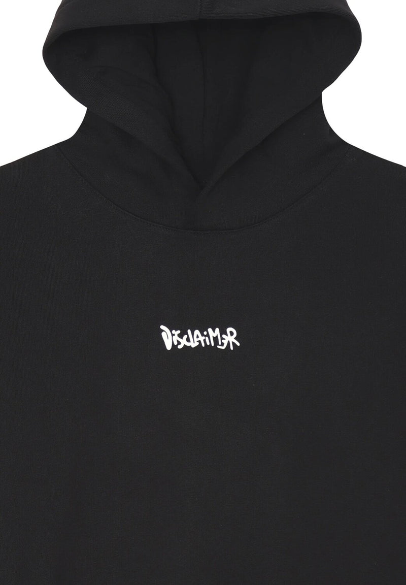 Disclaimer felpa con cappuccio bambino nera cotone inverno logo bianco - NERO | CammarataMode