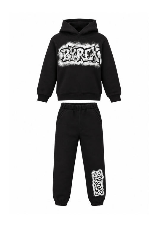 Pyrex COMPLETO NERO CON LOGO GRAFFITI Bambini e ragazzi 26IPK46220.NE_