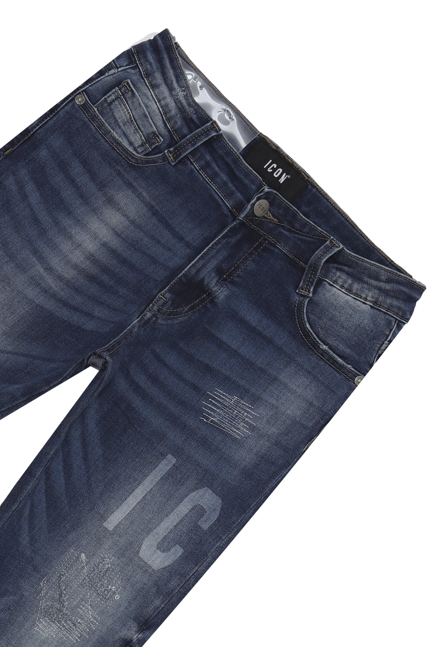 Icon Jeans Blu Denim Chiaro Bambino In Cotone Vita Regolabile Sportivo AI25