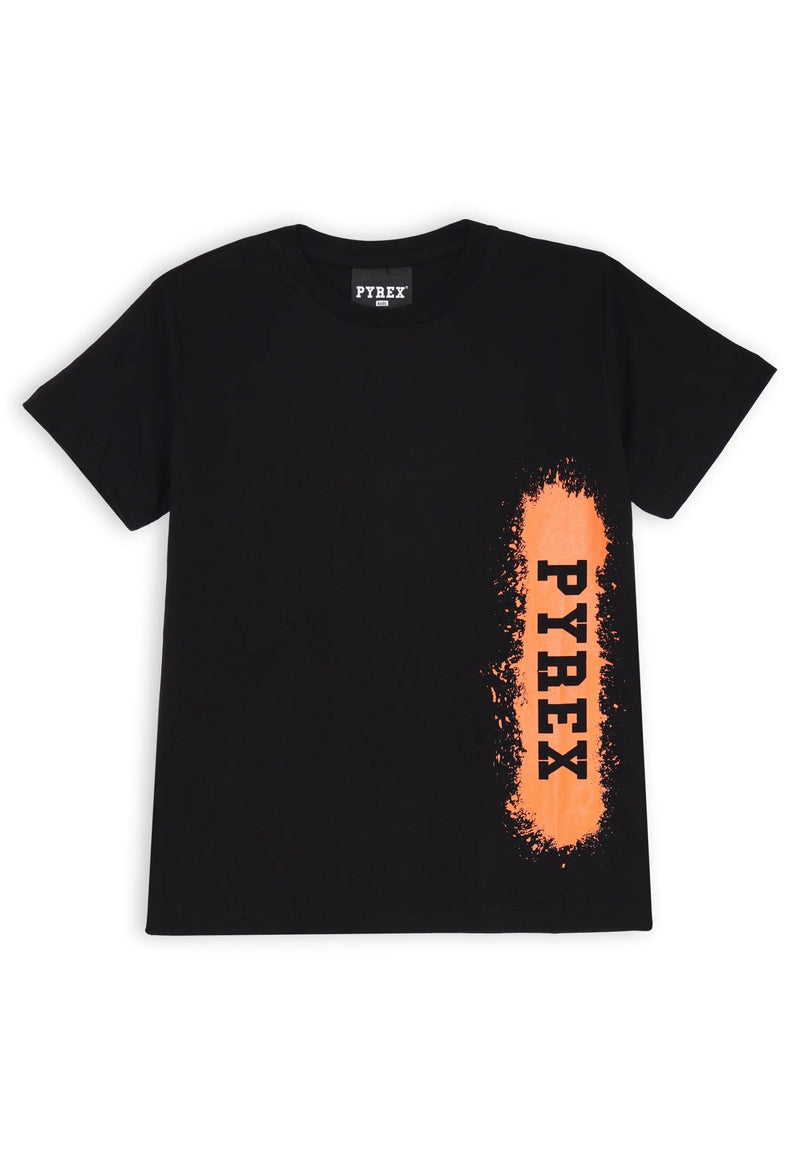 Completo Pyrex nero con stampa arancione in cotone per bambino estate 2025 - NERO | CammarataMode