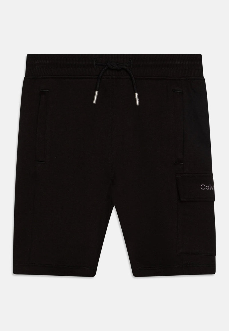 Calvin Klein cargo bermuda shorts kids black summer cotton casual - BLACK | CammarataMode
