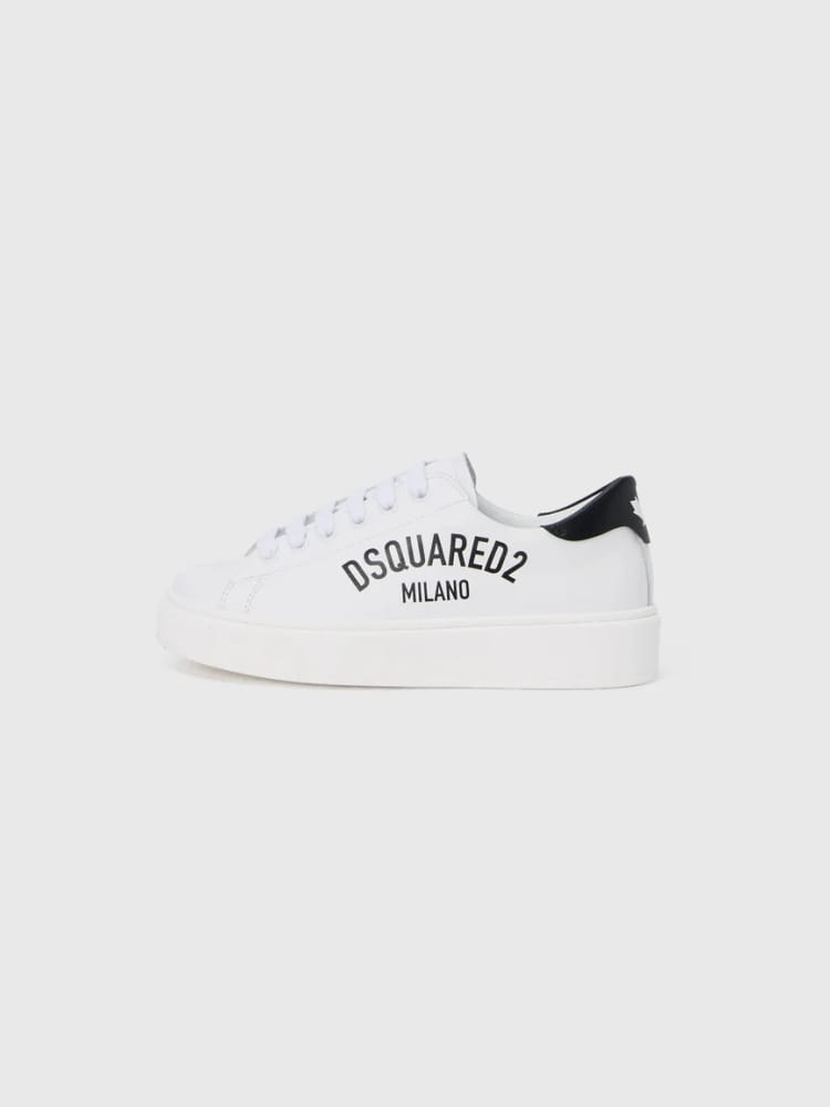 Dsquared sneakers kids in pelle bianca con logo lettering Bambino