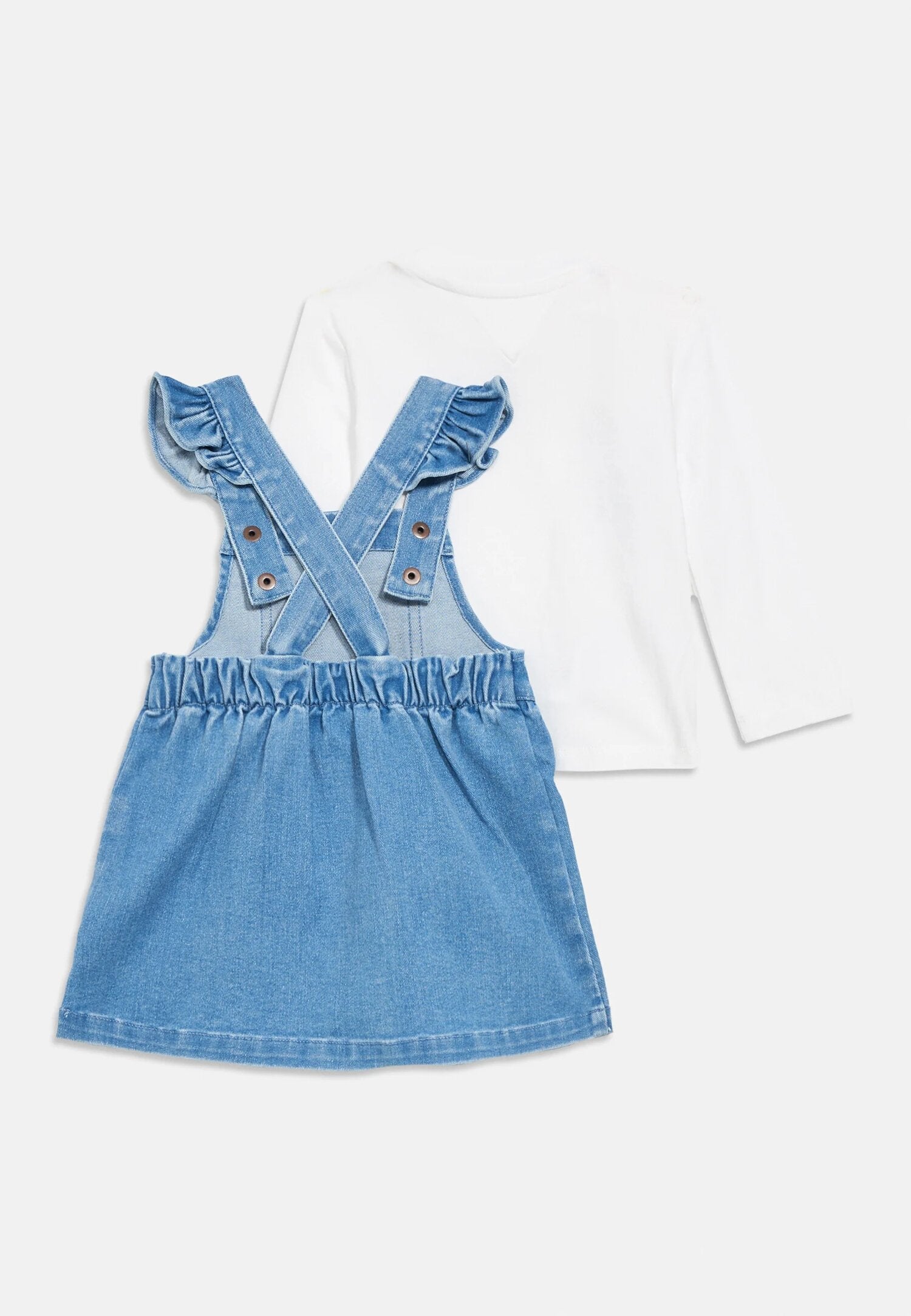 Tommy Hilfiger Set Salopette Bambina In Cotone Maniche Lunghe Passeggio PE26