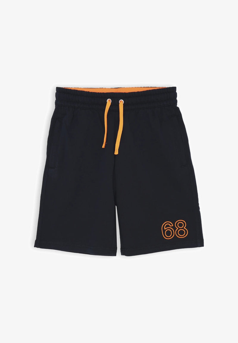 Sun68 blue sports bermuda shorts with orange drawstring and 68 print - BLUE | CammarataMode