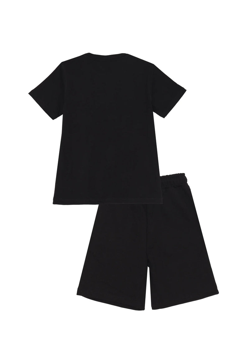 Disclaimer Completo Sportivo Bambino Nero 8-16 Anni Stampa Fluo Cotone - NERO | CammarataMode