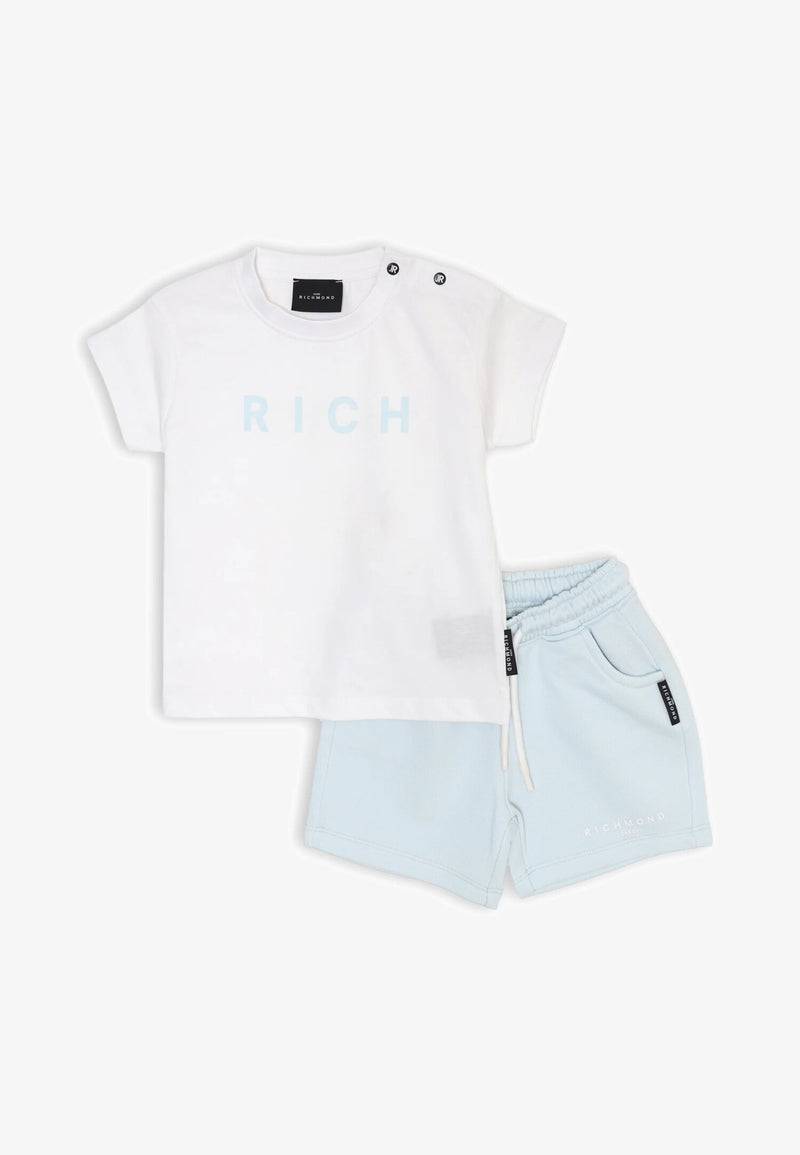 John Richmond White and Blue Cotton Baby Set - SKY BLUE | CammarataMode