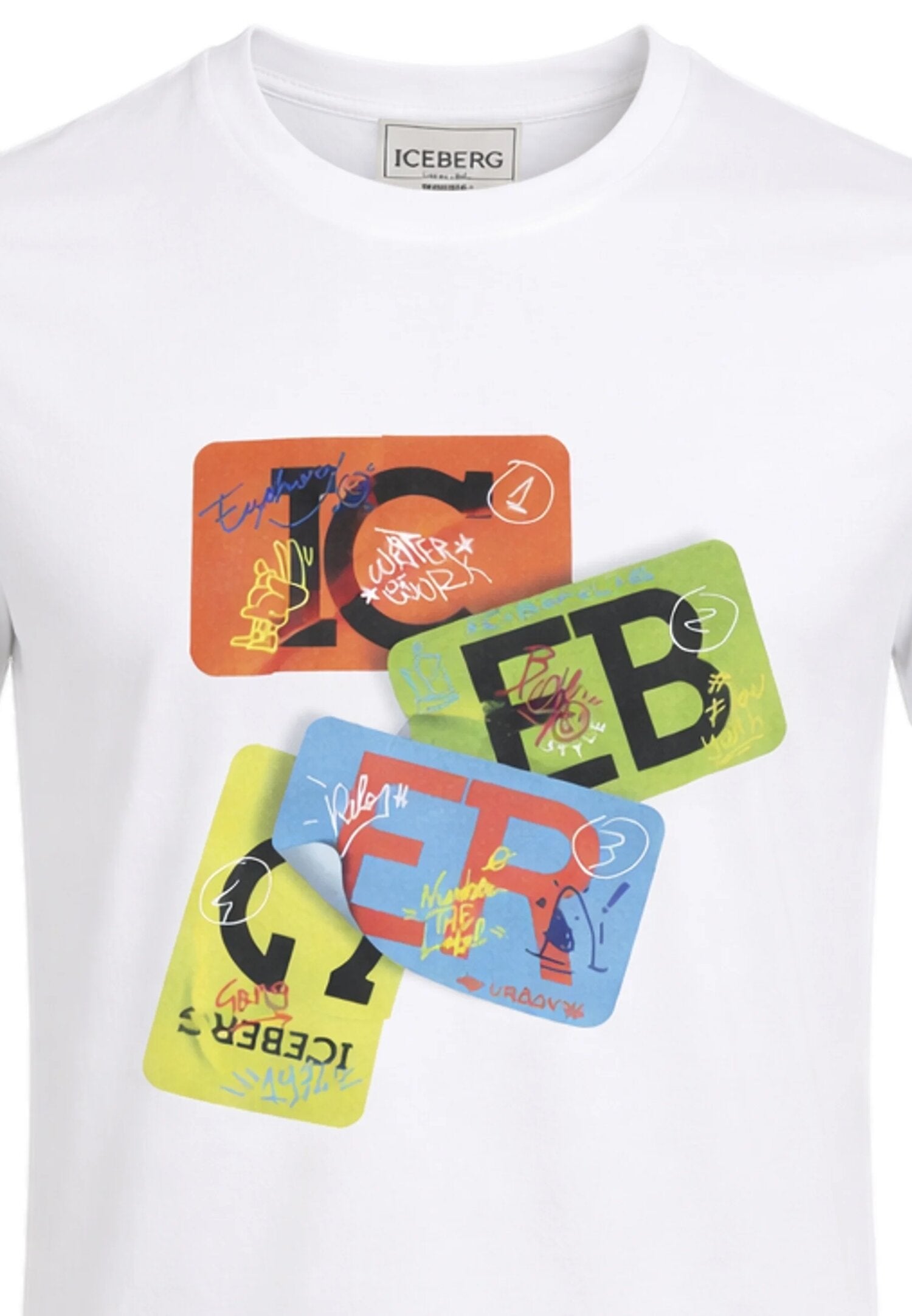 Icebergs Tshirt Bianca Con Stampa Colorata Bambino TSICE6108J_