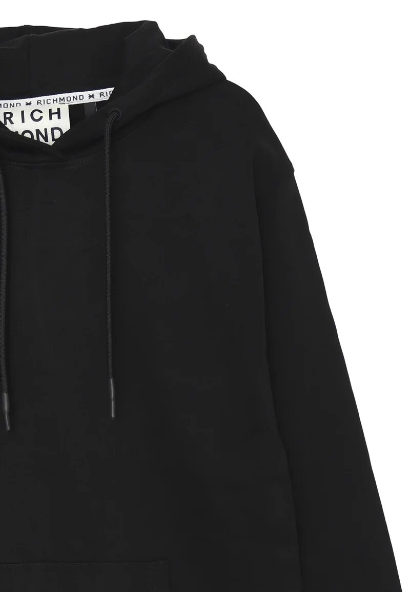 John Richmond Felpa Nera Uomo In Cotone Con Cappuccio Sportivo AI25