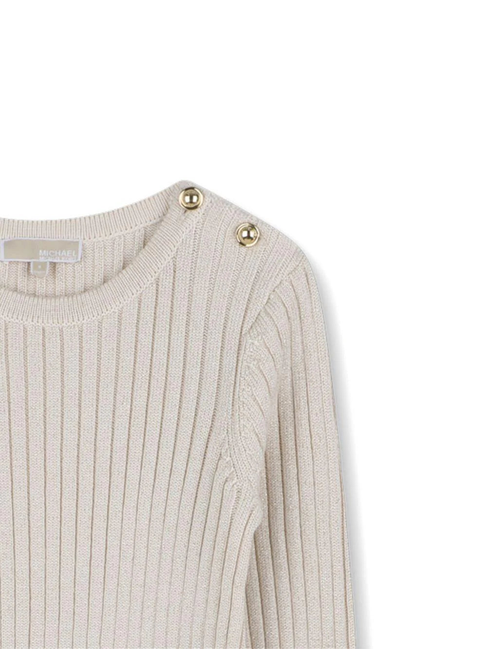 Abito lungo per bambina Michael Kors Kids beige a coste e maniche lunghe