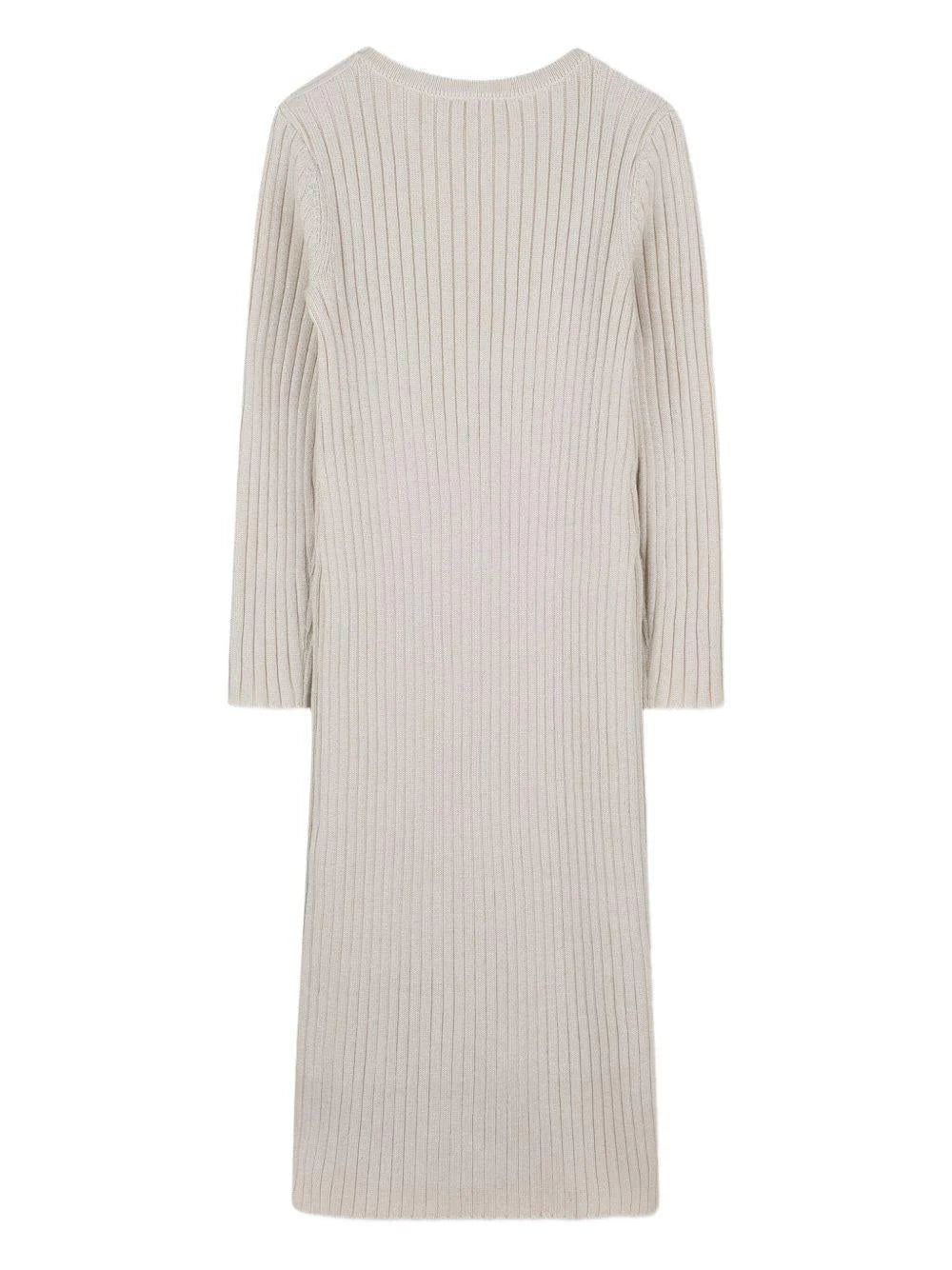 Abito lungo per bambina Michael Kors Kids beige a coste e maniche lunghe