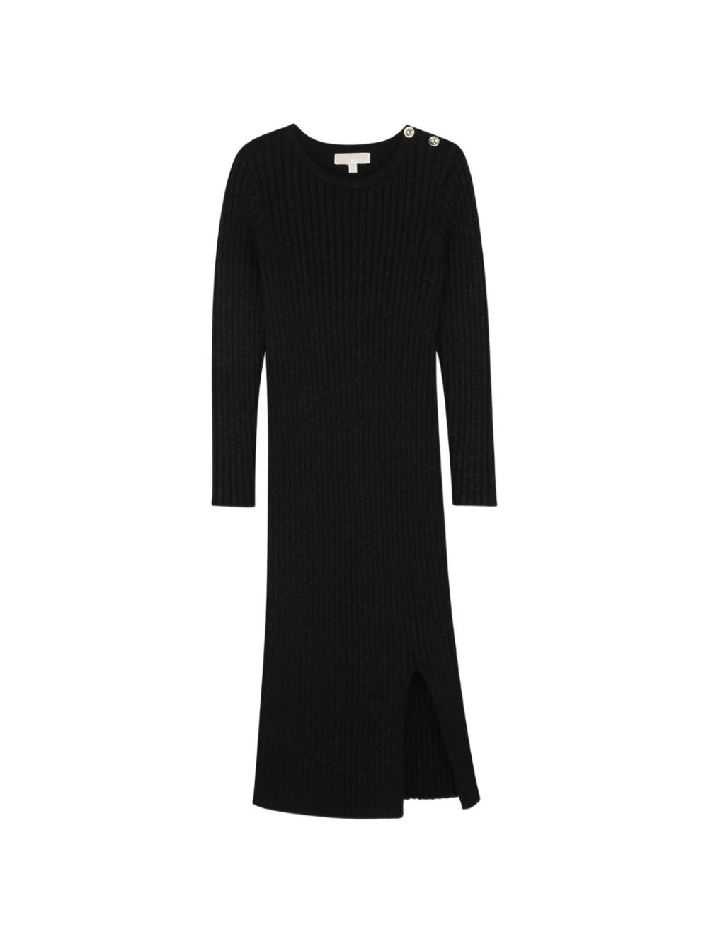 Abito lungo per bambina Michael Kors Kids nero a coste e maniche lunghe