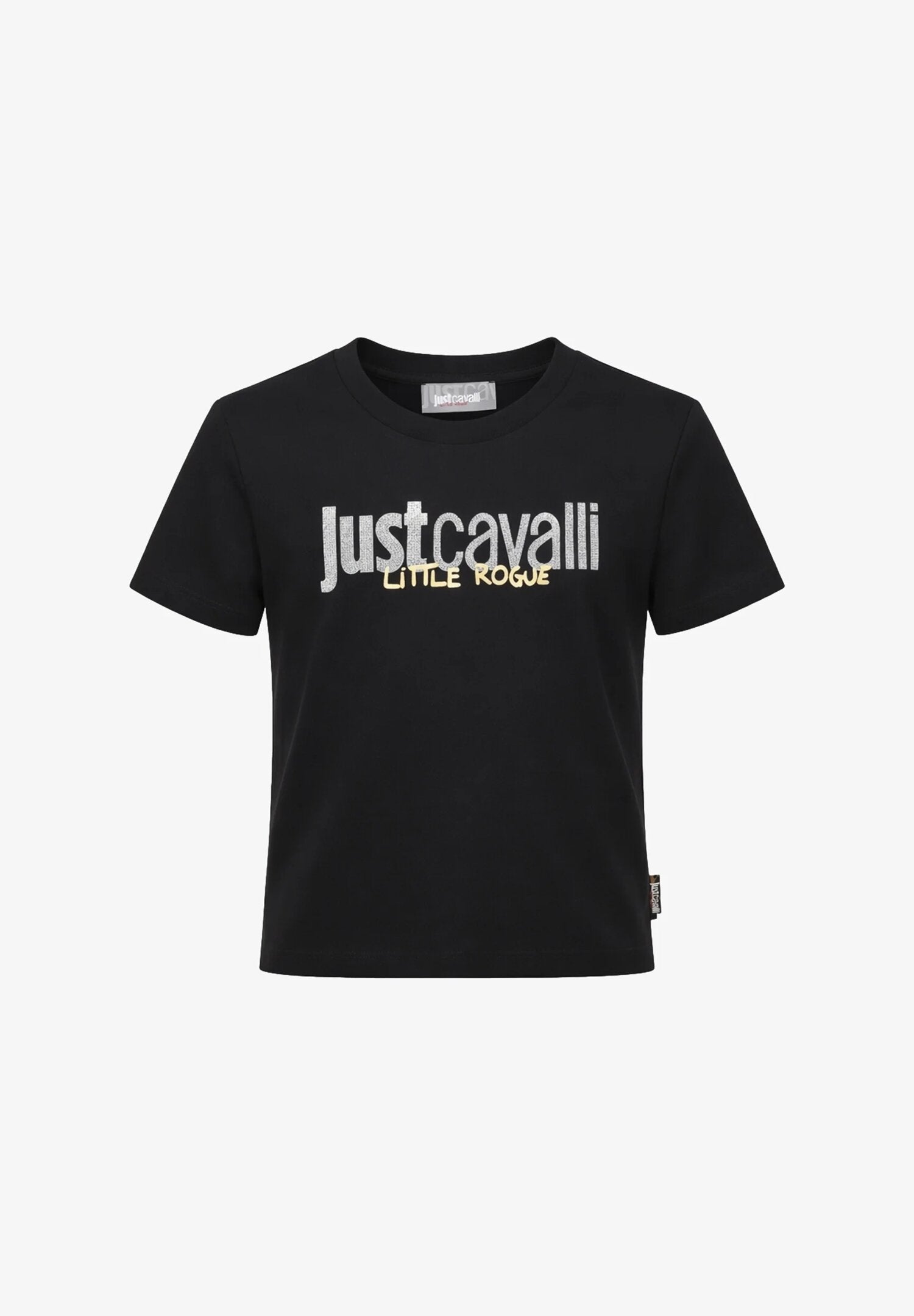 Just Cavalli Tshirt Nera Logo Strass Bambina Maniche Corte - JGP26195TS_