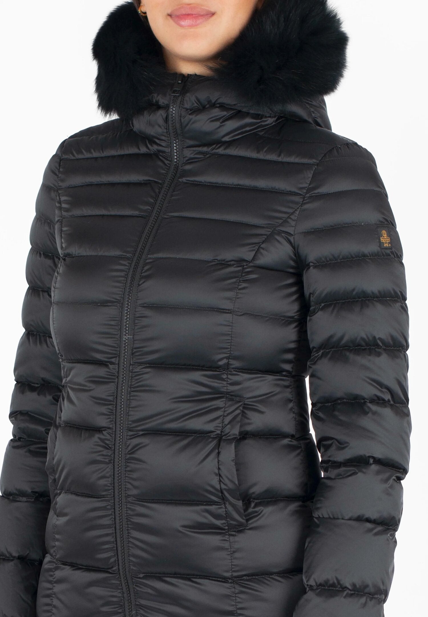 Refrigiwear piumino donna nero lungo con cappuccio imbottito | CammarataMode