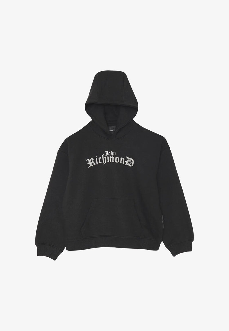 John Richmond Felpa con Cappuccio Bambino 2-16 Anni – Cotone Nero Logo - NERO | CammarataMode