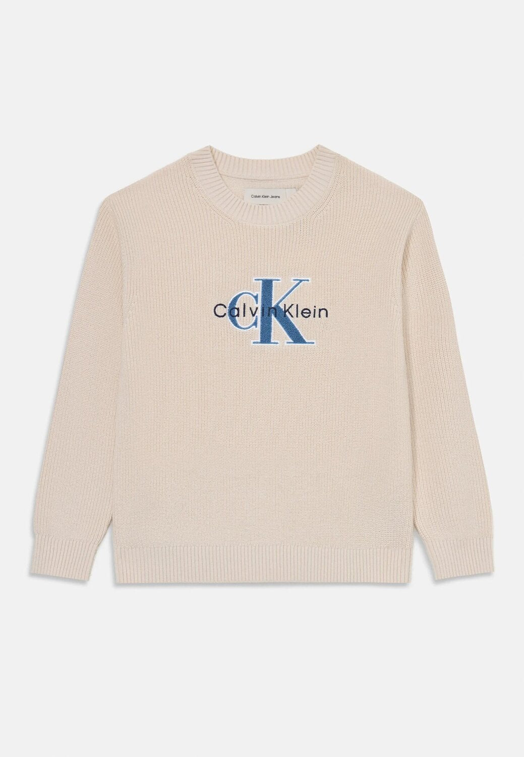 Calvin Klein Maglione Bambino Stitch Logo - Bianco Panna