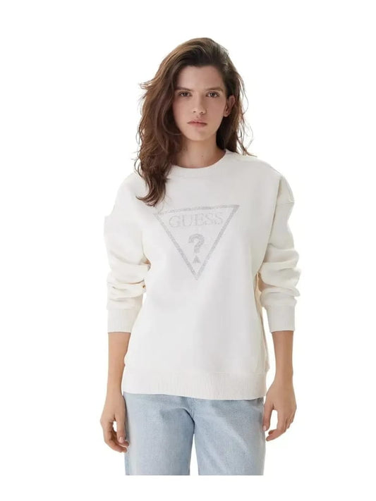 Guess felpa bianca donna con logo