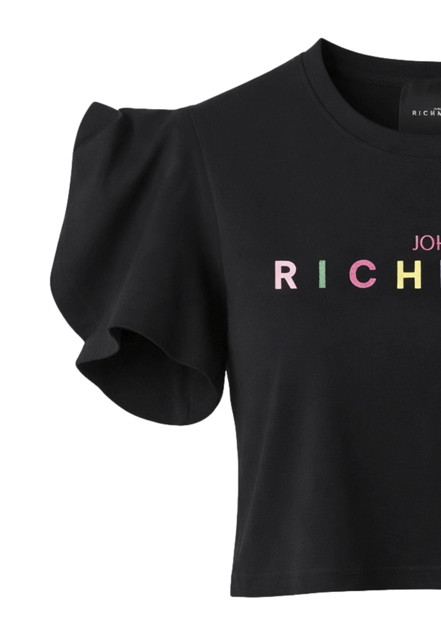 John Richmond Tshirt Nera Logo Arcobaleno Bambina RGP26008TO_