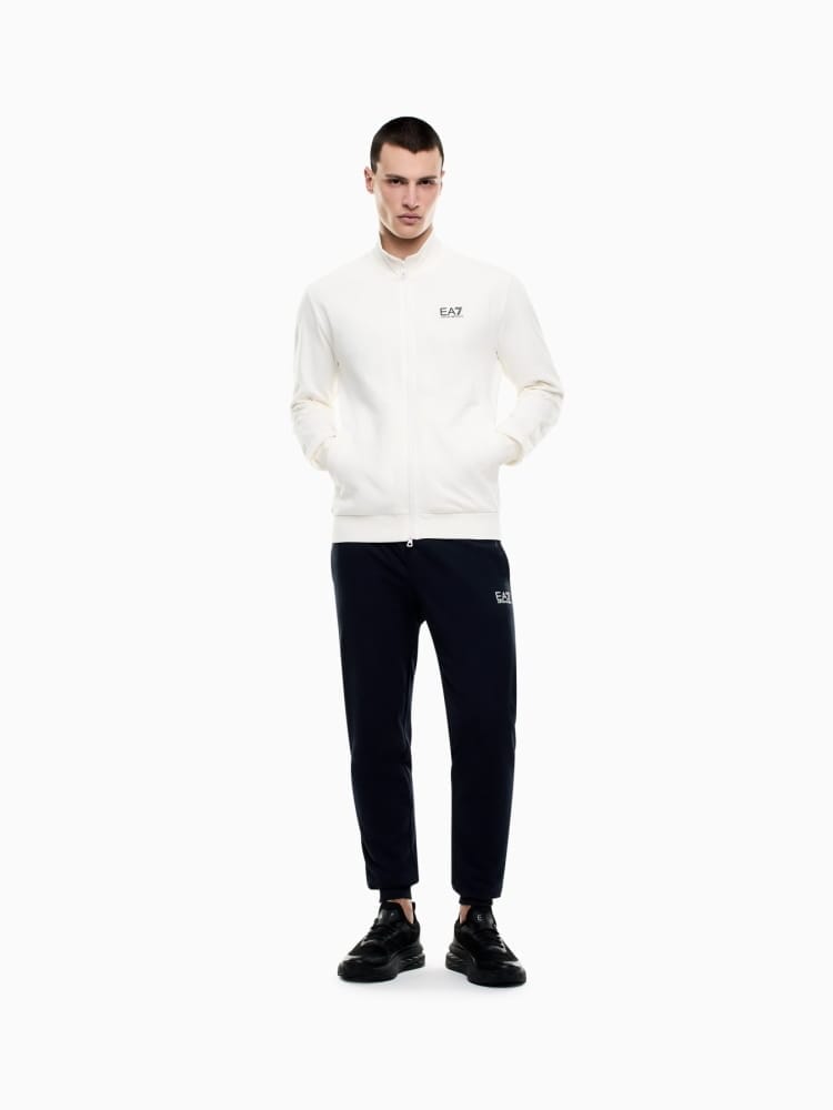 Emporio Armani tuta core identity in cotone bianco con pantalone nero