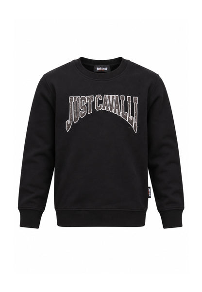 JUST CAVALLI FELPA NERA CON LOGO STILE COLLEGE Bambini e ragazzi JBA26157FE.NE_