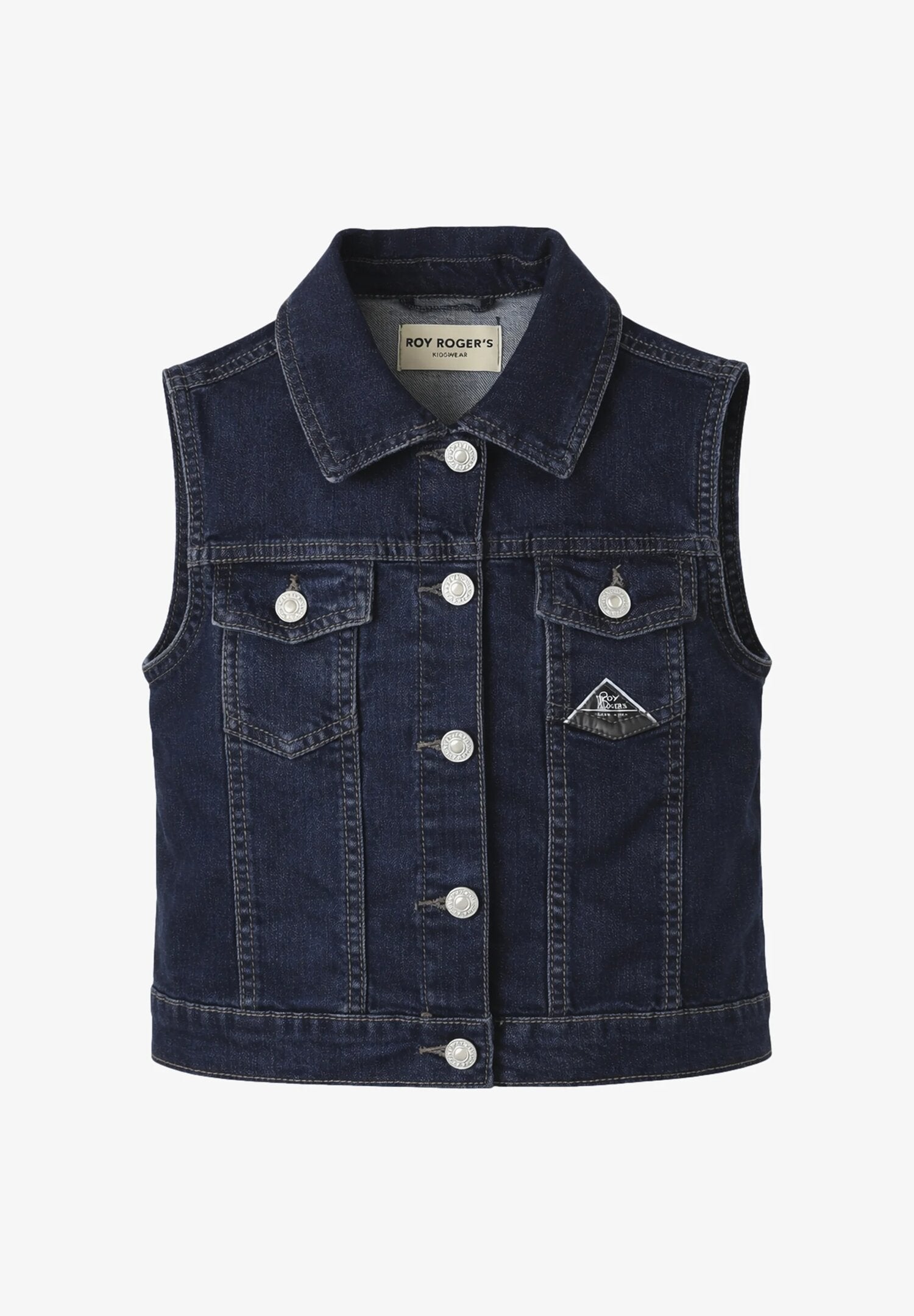 Roy Roger's Gilet Smanicato Bambina Con Bottoni Mezza Stagione In Denim RG152_