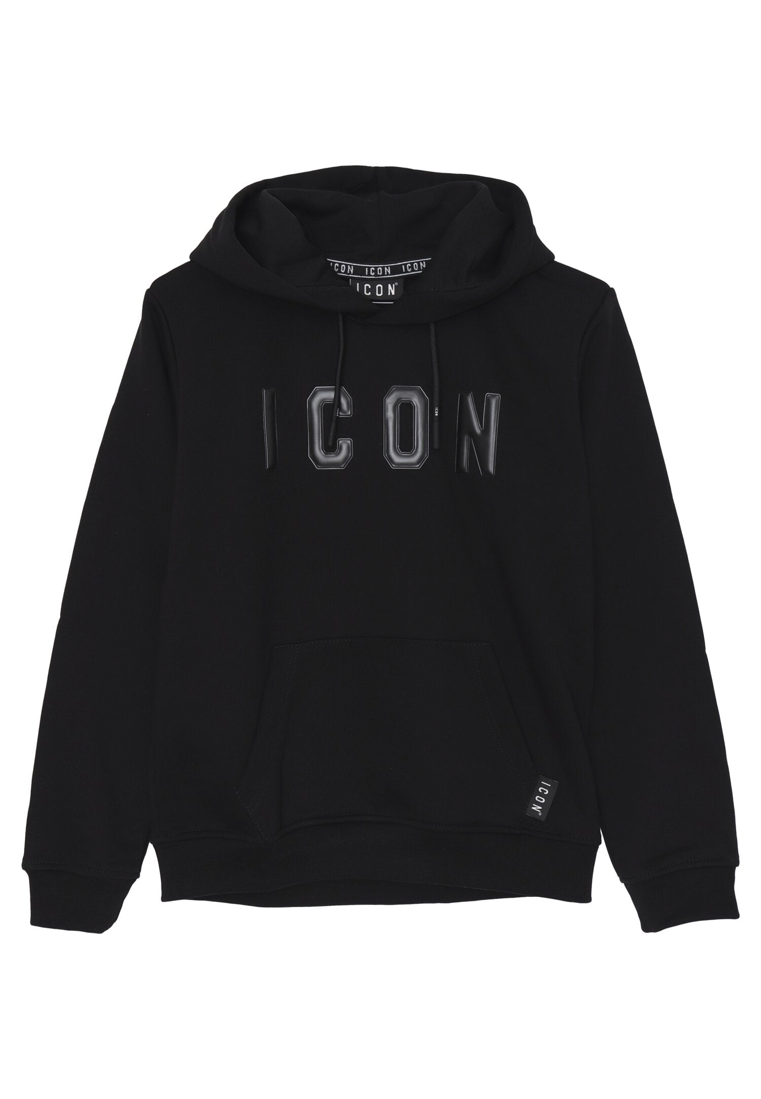 Icon Felpa Nero Bambino In Cotone Con Cappuccio Passeggio AI25