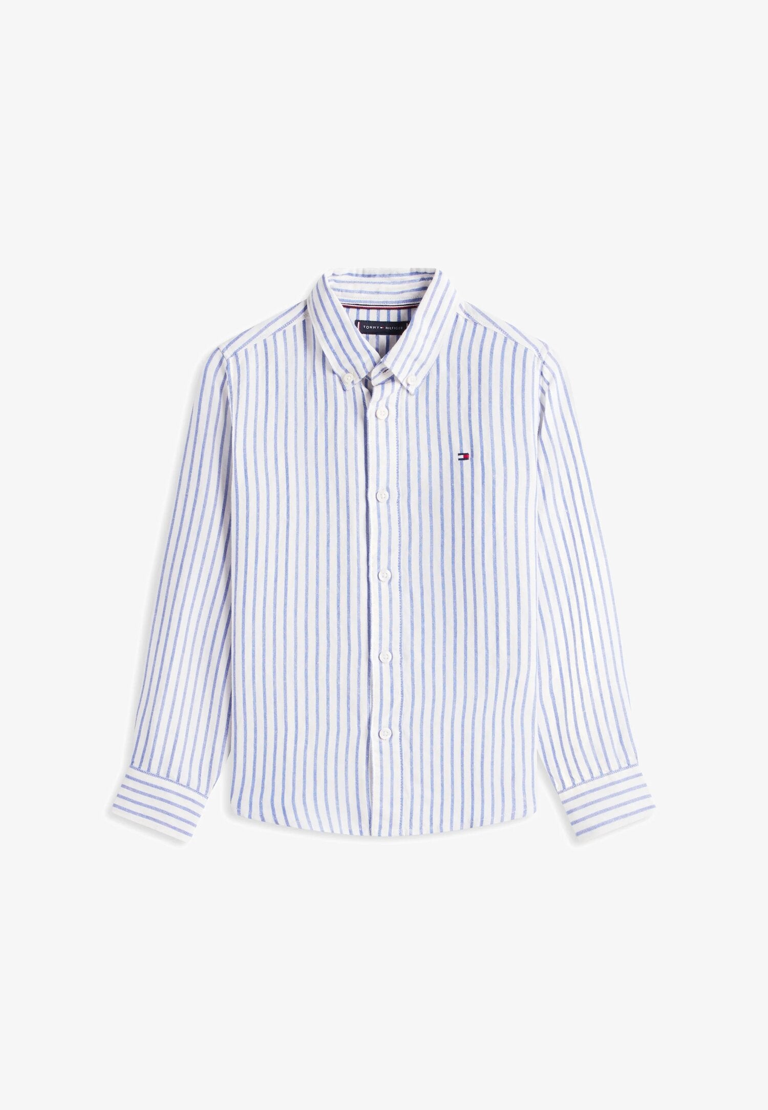 Tommy Hilfiger Camicia Rigata Bianca e Celeste Bambino KB0KB09630C6H_