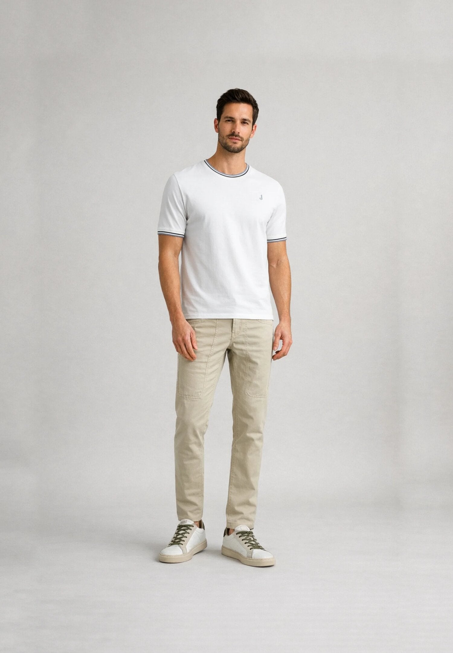 Jeckerson Jeans Beige Cinque Tasche Slim Con Toppa Uomo CTCPTGABA006_
